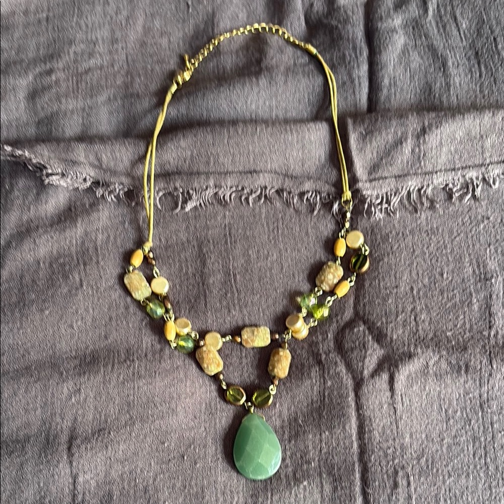 Green and Gold Beaded Necklace